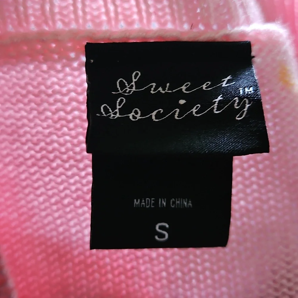 SWEET SOCIETY Pink Strawberry Cardigan Sweater  - S